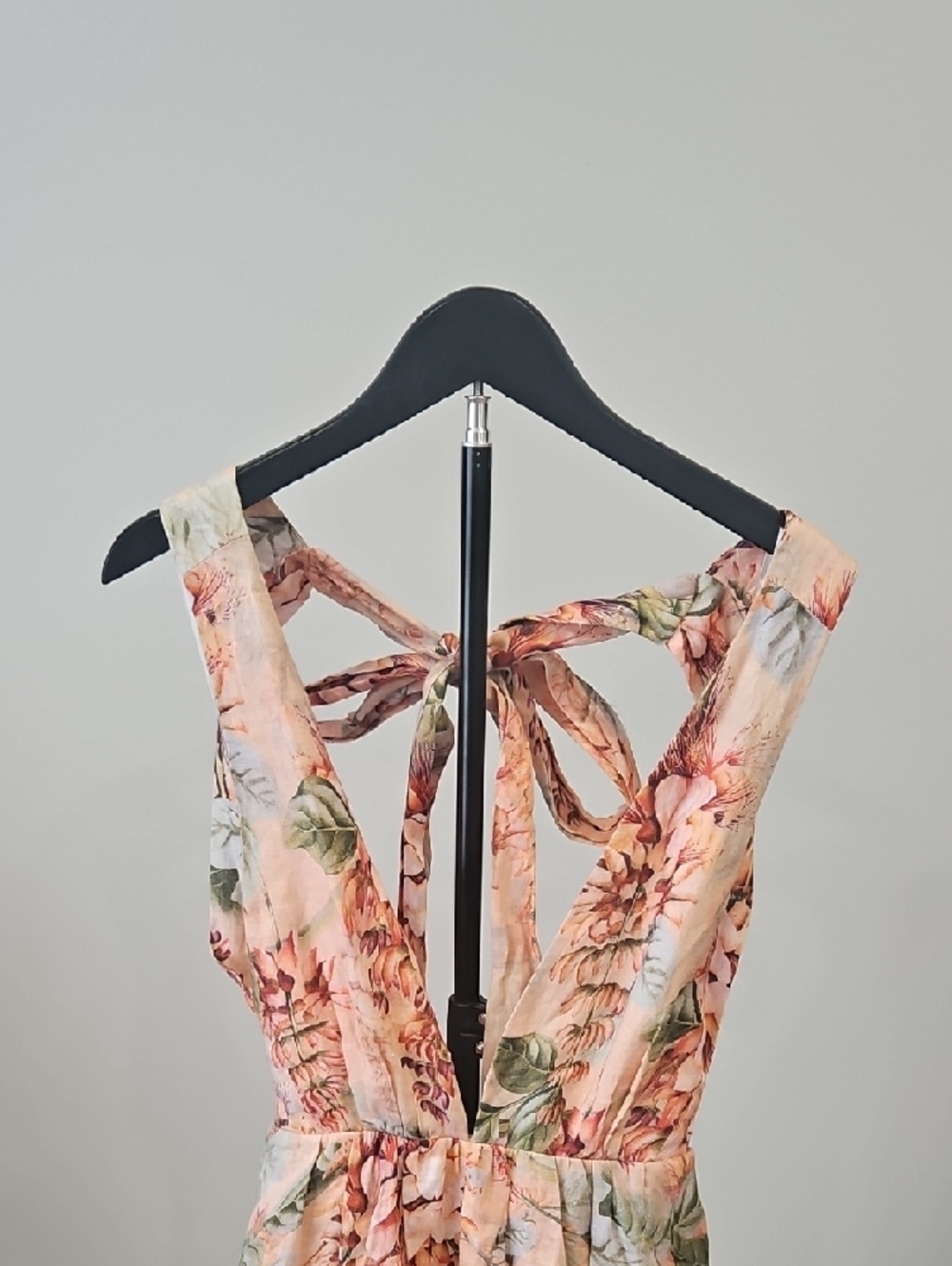 Zimmermann Peach & Floral Tie-Back Mini Dress - Picture 12 of 12